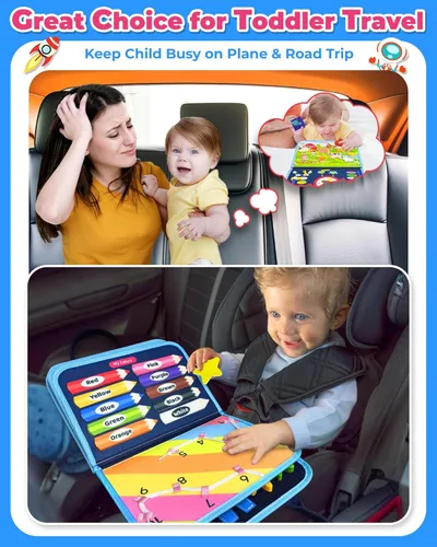 Miniatura 2 de Gojmzo Juguetes Montessori de tablero ocupado para niños pequeños, regalos de cumpleaños, libro ocupado, juguetes sensoriales para niños pequeños