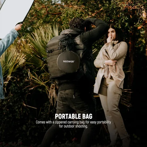 Miniatura 8 de NEEWER Reflector de luz 5 en 1 de 22"/56cm con abrazadera y agarres de mano, difusor de fotografía de discos múltiples de poliéster