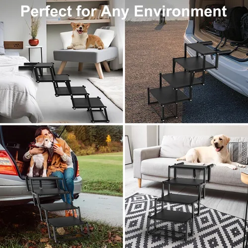 Miniatura 7 de Escaleras extra anchas para perros grandes, rampa plegable para perros con superficie antideslizante, escaleras ligeras para perros para autos, SUV