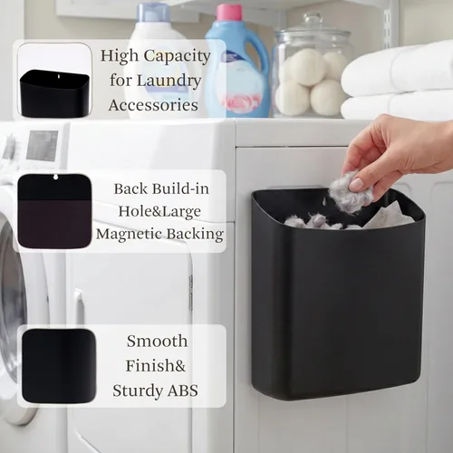 Miniatura 4 de MONJITA Contenedor de pelusa para lavandería, bote de basura magnético para secadora, soporte moderno para pelusas, caja de pelusa para organización