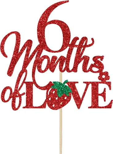 Miniatura 5 de Decoración para pastel de 6 meses de amor, decoraciones de pastel de cumpleaños de 6 meses, 1/2 camino a uno, decoraciones de medio cumpleaños