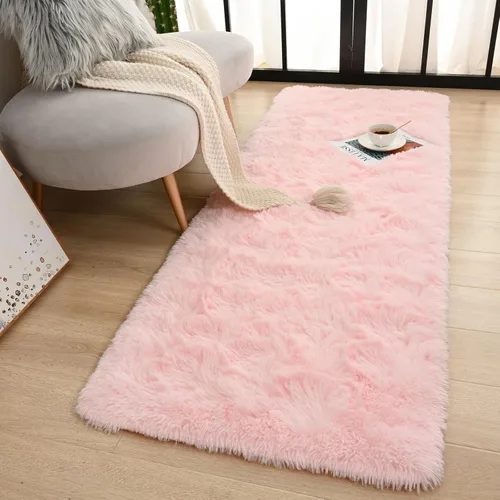 Miniatura 22 de Terrug Alfombra Corredor Negra Esponjosa para Dormitorio, 2x6 Pies Lindas Alfombras de Área de Pelo Largo para Pasillo, Alfombra de Felpa Suave