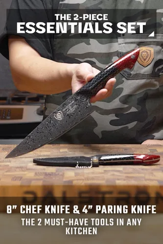 Miniatura 2 de Dalstrong Juego de 2 Cuchillos - Cuchillo de Chef 8"+Cuchillo de Pelar 4"-Serie Scorpion Hellfire-Acero Ultra™V12 Japonés-Damasco Negro-Mango