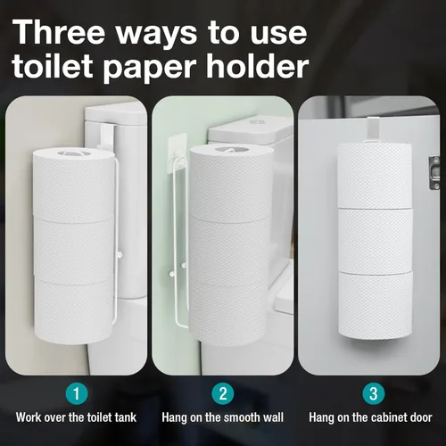 Miniatura 63 de Conworld Soporte de pared para almacenamiento de papel higiénico, dispensador portarrollos de papel higiénico sobre el tanque de reserva