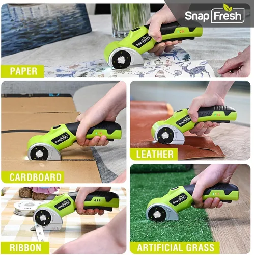 Miniatura 4 de SnapFresh 4V Tijeras Eléctricas Inalámbricas - Cortador de Caja Rotativo Recargable con Batería de 2.0Ah, 2 Cuchillas Autoafilantes, Luz LED