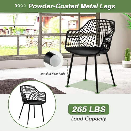 Miniatura 4 de Giantex Juego de 4 sillas de comedor modernas, sillones negros con respaldo de 15 pulgadas de alto, patas de metal con recubrimiento en polvo