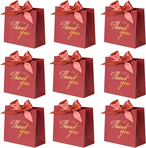 Miniatura 8 de DECHISY Paquete de 24 bolsas pequeñas de regalo de agradecimiento, bolsas de regalo de fiesta, cajas con lazo dorado, bolsas de regalo de papel Negro