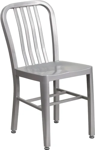 Miniatura 8 de Flash Furniture Silla de metal rojo de grado comercial para interiores y exteriores