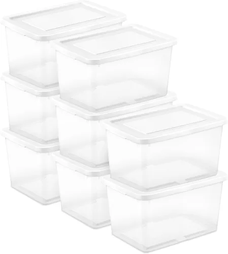 Miniatura 13 de Sterilite Paquete de 8 contenedores apilables con tapa, diseño de plástico transparente, 90 cuartos de galón