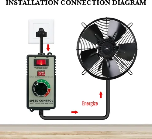 Miniatura 5 de Controlador de velocidad variable de motor AC ZOWZEA 120V 15A 4000W con interruptor de protección contra sobrecarga