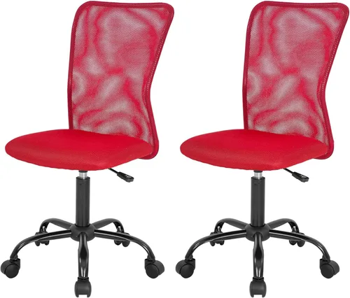 Miniatura 10 de FDW Silla de oficina en casa, silla de escritorio de malla con respaldo medio, sin brazos, ergonómica, giratoria, soporte de espalda, ajustable