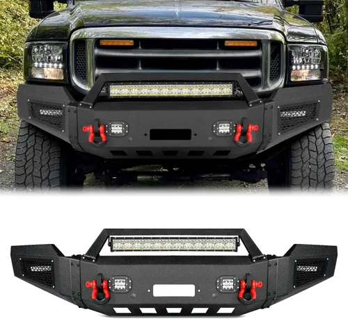 Miniatura 13 de BESTZHEYU Parachoques delantero compatible con F250 F350 F450 2017 2018 2019 2020 2021 2022 con placa de cabrestante y luces LED