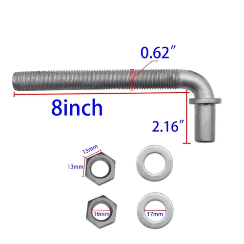 Miniatura 2 de 2 bisagras de poste Qlvily de 8 pulgadas con perno en J, bisagra de perno en J de 5/8 pulgadas, tuercas incluidas