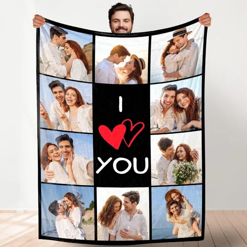Miniatura 17 de Manta de fotos personalizada para bodas, parejas, fotos para familiares, amigos, regalos personalizados de Navidad y cumpleaños, fabricada