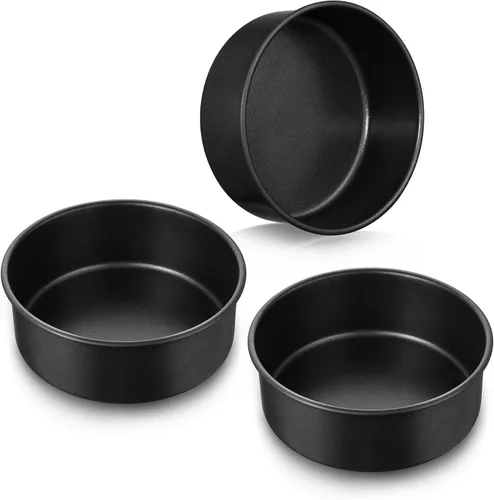 Miniatura 11 de E-far Molde para pasteles de 3 piezas (4/6/8 pulgadas), moldes redondos de acero inoxidable antiadherentes para hornear, moldes de metal