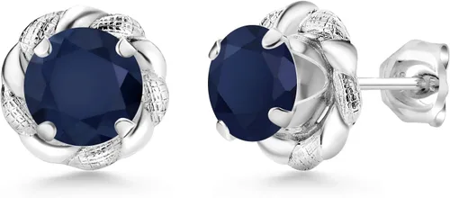 Gem Stone King Aretes de plata de ley 925 de 0.236 in con piedra natal redonda para mujer