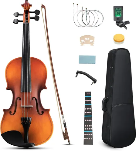 Miniatura 9 de Ktaxon Violín 3/4 para principiantes, violín para estudiantes y entusiastas, kit de violín acústico con estuche, arco, colofonia y manual Satinado
