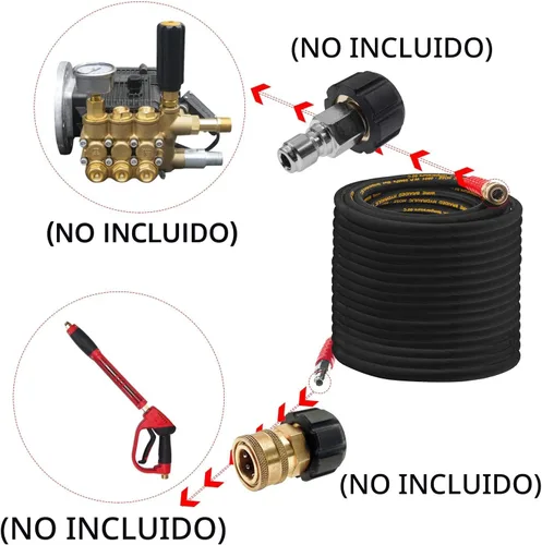 Miniatura 4 de Hourleey - Manguera de lavadora a presión de 50 pies x 3/8 pulgadas con conexión rápida, manguera de lavadora eléctrica de alambre de alta