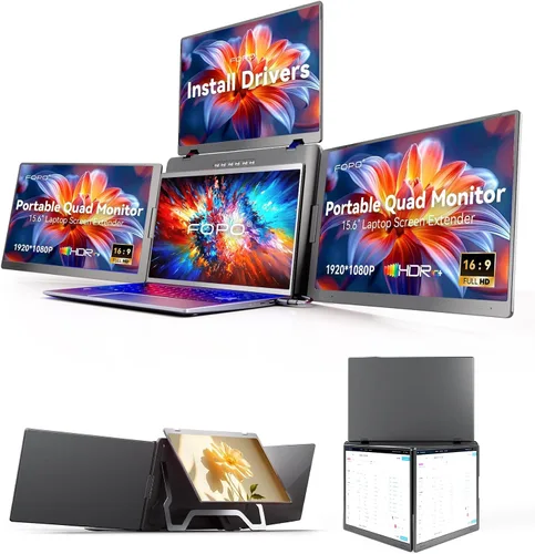 Miniatura 10 de Extensor de pantalla para portátil de 14 pulgadas, extensor de monitor FHD 1080P IPS, solo 1 cable para monitor cuádruple de 3 pantallas, extensor