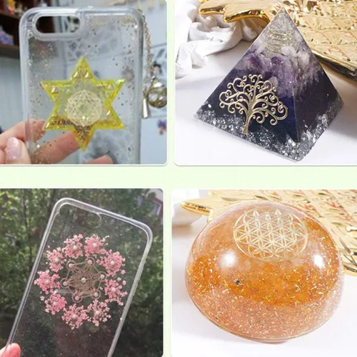 Miniatura 4 de angwang 10 Uds 2.7 in 7 Chakra Cobre Torre Energía Orgonita Pegatina Flor Vida Árbol Pirámide Resina Epoxi Material Fabricación de Joyas
