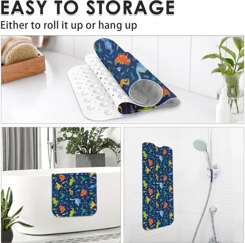 Miniatura 5 de Alfombra de baño para bebé para niños, lindo dinosaurio animal de 40 x 16 pulgadas, extra larga, antideslizante, con dibujos animados