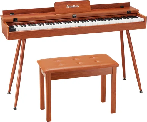 Piano Eléctrico de 88 Teclas Piano Digital Ponderado para Principiante Teclado Piano Incluye Banco de Piano, Adaptador de Corriente, Tres Pedales,
