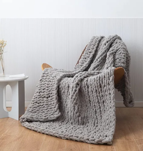 Miniatura 13 de Manta de punto de felpilla gruesa con 14 piezas con pompones, súper suave, acogedora y cálida, para sofá y cama, sofá suave, 50 x 60 pulgadas