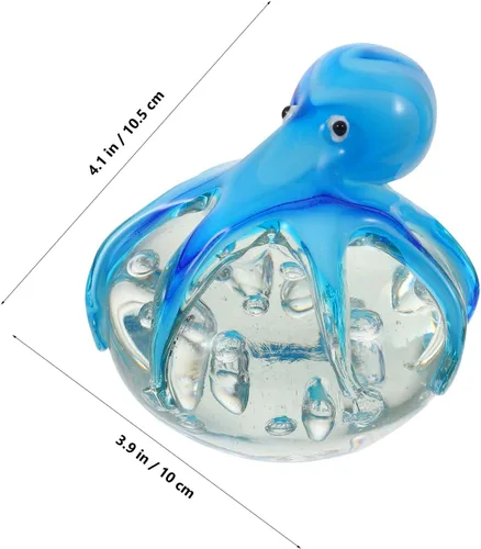 Miniatura 2 de Figura de pulpo de vidrio: Pulpo de vidrio soplado a mano Artesanías de pisapapeles Escultura de animales marinos para pecera Decoración del hogar