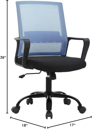 Miniatura 3 de PayLessHere Silla de oficina para computadora, silla ergonómica de malla, respaldo medio, silla giratoria para oficina en casa, silla de escritorio
