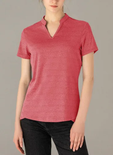 Miniatura 101 de Gopune Polo de golf con cuello en V para mujer, sin cuello, manga corta, ligera, de secado rápido, camisetas de tenis para correr