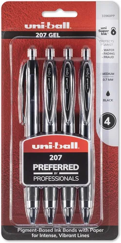Miniatura 5 de Uniball Vision Elite - Bolígrafos de punta fina de 0.020 in, color azul, 12 unidades y bolígrafos de gel uniball, 207 signo gel con punta media