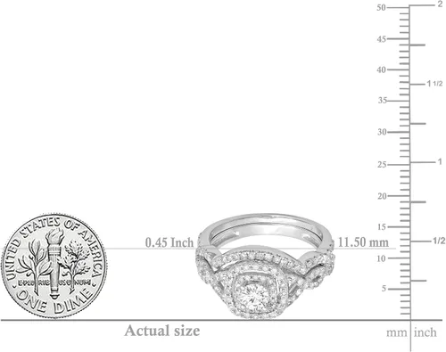 Miniatura 5 de Dazzlingrock Collection Round White Diamond Bridal Halo Engagement Ring Set for Women (1 ctw, Color I-J, Clarity I1-I3) in Gold