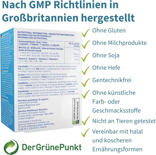 Miniatura 6 de Igennus Pharmepa Restore, Pure EPA 1000 mg, certificado IFOS, 90% de alta concentración, rTG Omega-3 para alta absorción, triple fuerza, aceite