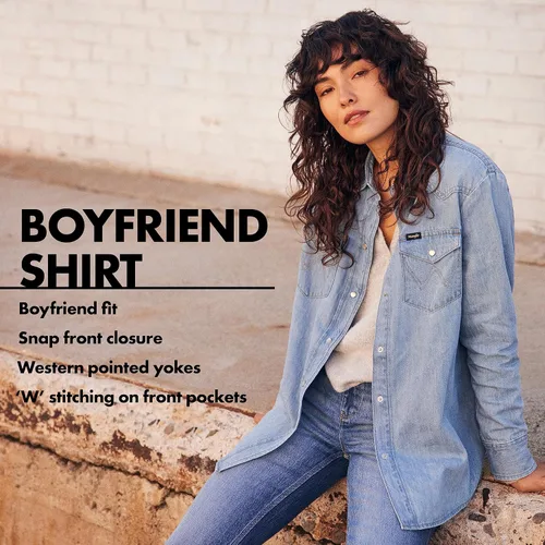 Miniatura 3 de Wrangler Camisa de mezclilla con cierre a presión para mujer