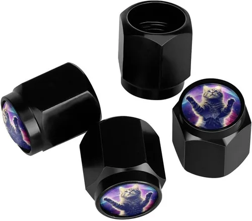 Miniatura 13 de Wolf - Tapones de válvula de neumático con bandera americana, tapas de válvula de neumático de aluminio negro, cubiertas universales
