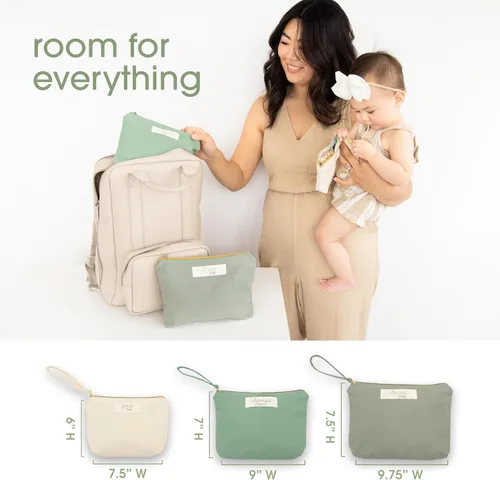 Miniatura 3 de Pearhead Mommy and Baby Things Pouch Set, Canvas Zipper Organizer Bags for Diaper Bag and Travel, Cosmetic and Makeup Bag for Mom