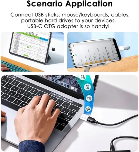 Miniatura 4 de Adaptador USB C a USB (paquete de 2), adaptador USB 3.0 a tipo C OTG, transferencia de datos de alta velocidad de 5 Gbps, compatible con MacBook