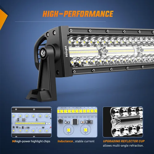 Miniatura 3 de Barra de luz LED Nilight de 13.5 pulgadas, triple fila, combo de foco y inundación, 96 LEDs, luz antiniebla, luz de trabajo, luz de respaldo, luz