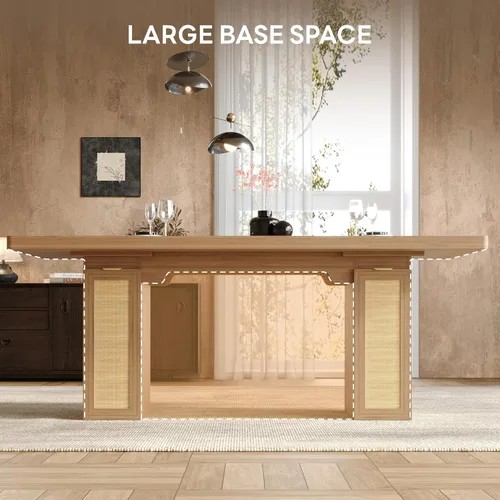 Miniatura 8 de LIKIMIO Mesa de comedor de granja de 78.7 pulgadas para 6-8 personas, parte superior de madera extra gruesa con 2 cajones de almacenamiento Blanco