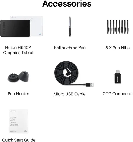 Miniatura 9 de HUION Tableta de dibujo Inspiroy H640P Bloc de gráficos digitales para OSU! con lápiz óptico sin batería 8192 niveles sensibilidad a la presión 6