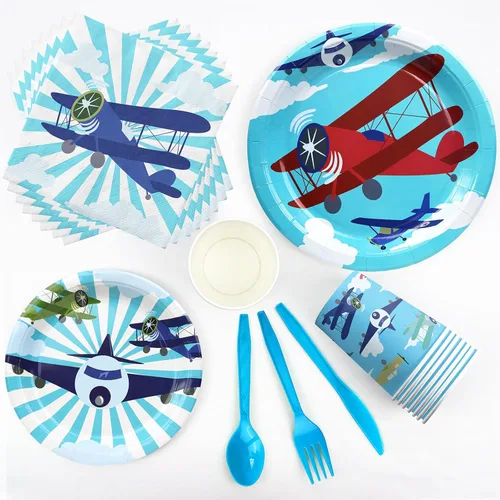 Miniatura 4 de Decoraciones de fiesta de avión - Platos, servilletas, vajilla y recuerdos - Sirve a 20 invitados