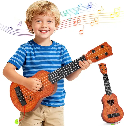 YEZI Juguetes para Niños, Ukelele Clásico de Guitarra, Instrumento Musical, Marrón