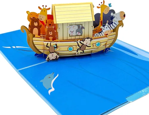 Miniatura 3 de Tarjeta de felicitación desplegable de animales de dibujos animados, barco, aventura, viaje, regalo para niños, cumpleaños, agradecimiento, familia