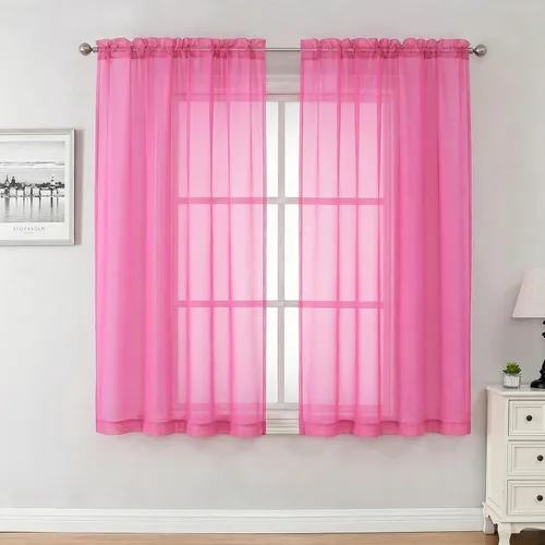 Miniatura 196 de Aiyufeng 2 paneles de cenefa transparente negra de 14 pulgadas de largo, cortinas cortas negras transparentes para dormitorio, cortinas de cocina