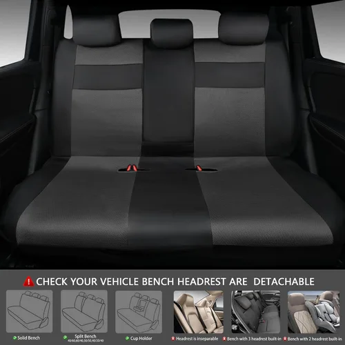 Miniatura 2 de CAR PASS Juego completo de fundas de asiento de automóvil de cuero con soporte lumbar de espuma 3D, fundas de asiento automotrices de malla de aire