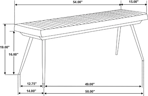 Miniatura 3 de Coaster Home Furnishings - Misty - Banco de comedor tapizado de piel de 54 pulgadas - Estilo industrial moderno con asiento capitonado de canal