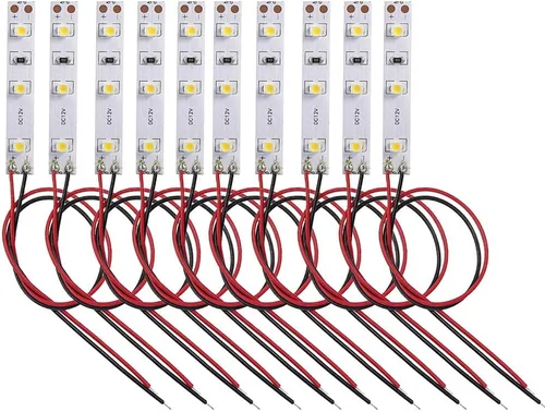 Miniatura 2 de DD01WM 10 unids pre cableado blanco tira llevó 3528 SMD LED luz autoadhesiva flexible 12V ~ 18V