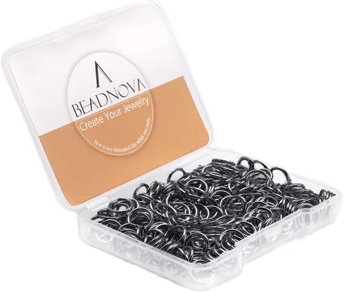 Miniatura 7 de BEADNOVA Anillos de salto negros de 0.157 in para hacer joyas, anillos abiertos para llaveros y reparación de collares (300 unidades)