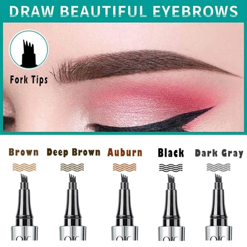Miniatura 2 de Bolígrafo de cejas de 5 colores, microrelleno líquido natural para cejas, maquillaje para cejas (#1 marrón)