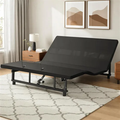 Base de cama ajustable King con control remoto inalámbrico, fácil instalación, marco de acero resistente, motor silencioso, elevación de cabeza y
